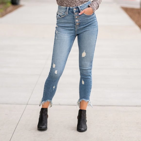 KanCan High-Rise Cropped Skinny Jeans - Picture 1 of 8
